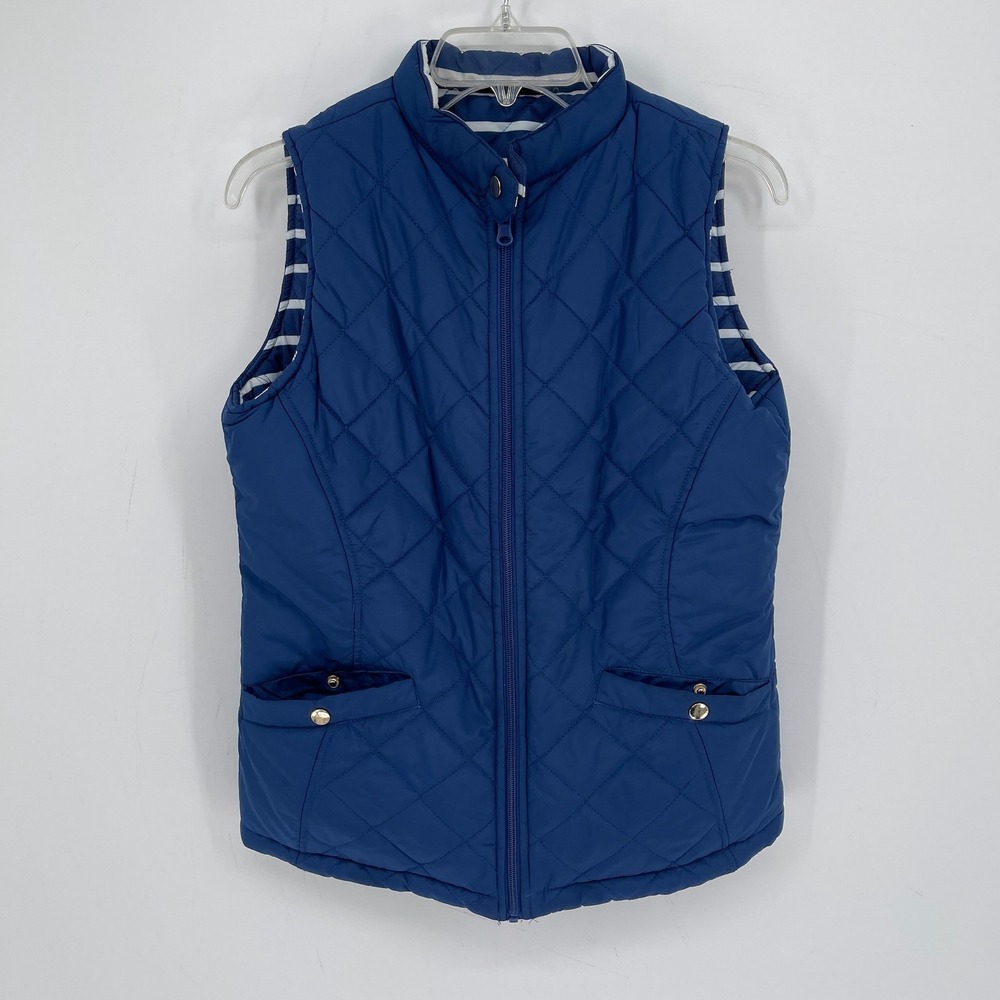 Princess Cruises Women's Blue Diamond Quilted Zip Up Nautical Puffer Vest Size S
